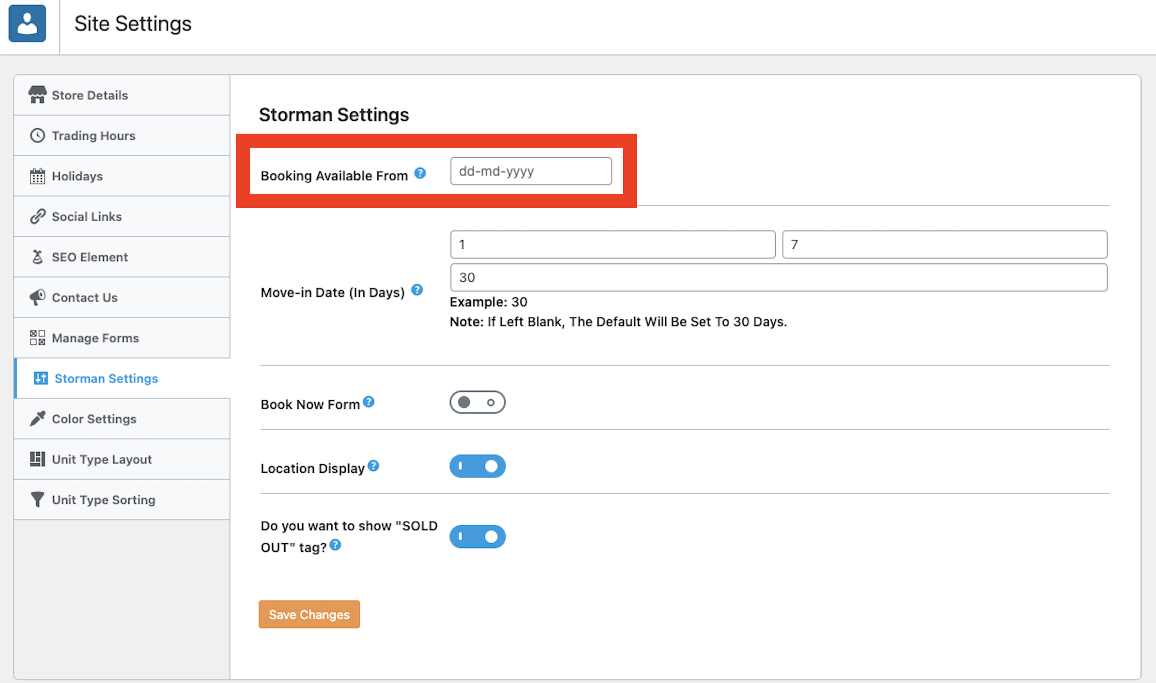 Set future Move In from date restriction